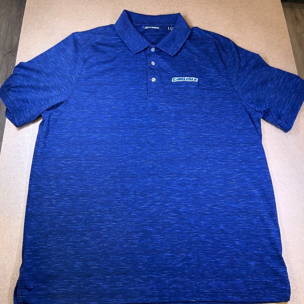 Cutter & Buck Carlisle Short Sleeve Button Polo Shirt Men's XL Space Dye Blue - Picture 2 of 10